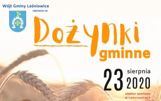 Plakat Dożynki Gminn w Leśniowicach, na zdjęciu kłosy pszenicy i herb giny Leśniowice