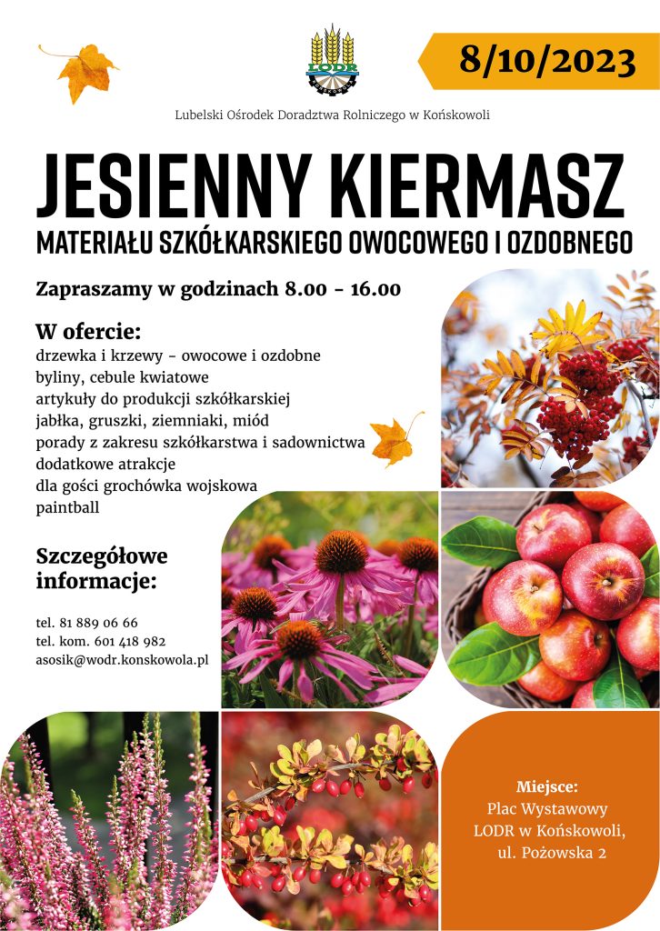 Plakat Jesienny Kiermasz Materiału Szkółkarskiego Owocowego i Ozdobnego
