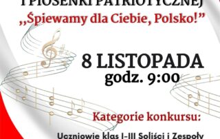 plakat czarno bialye tlo III przegląd pieśni piosenki patriotycznej 8 listopada