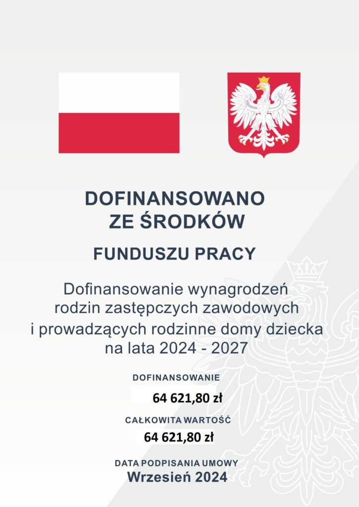 Plakat o otrzymanym dofinansowaniu