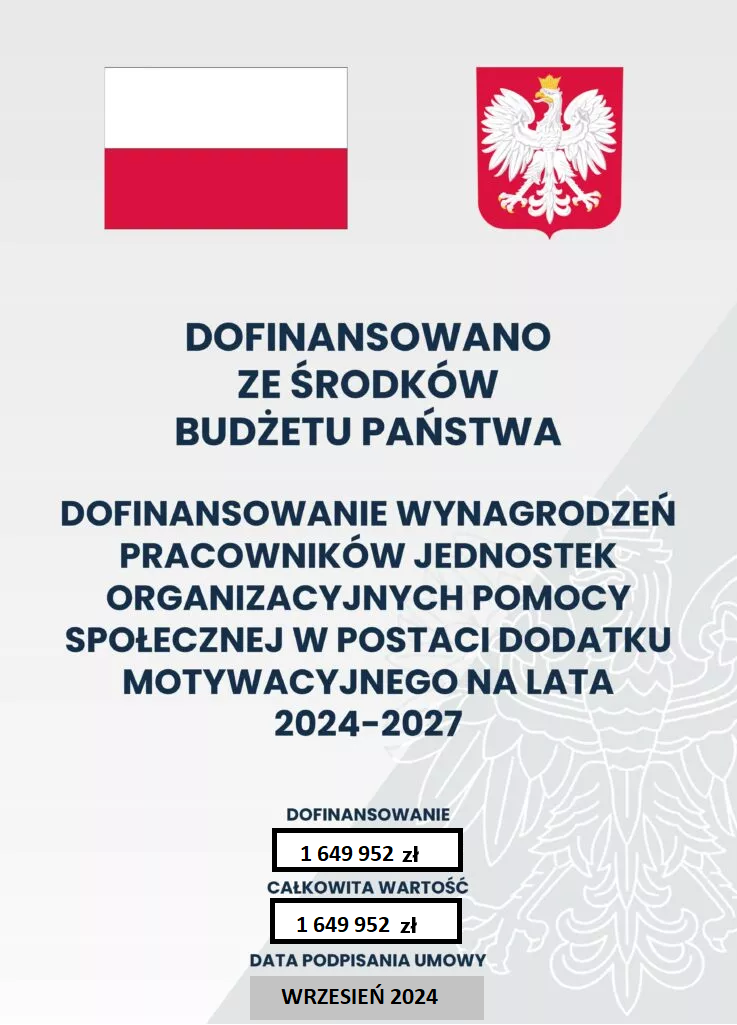 Plakat o otrzymanym dofinansowaniu