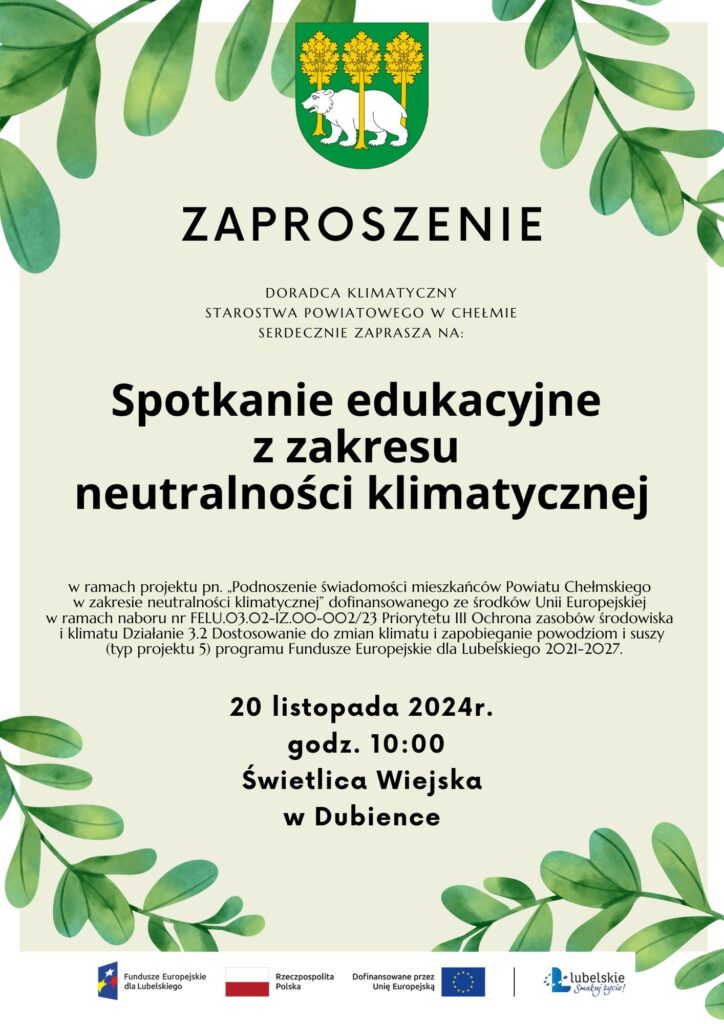 Plakat: Zaproszenie na spotkanie edukacyjne