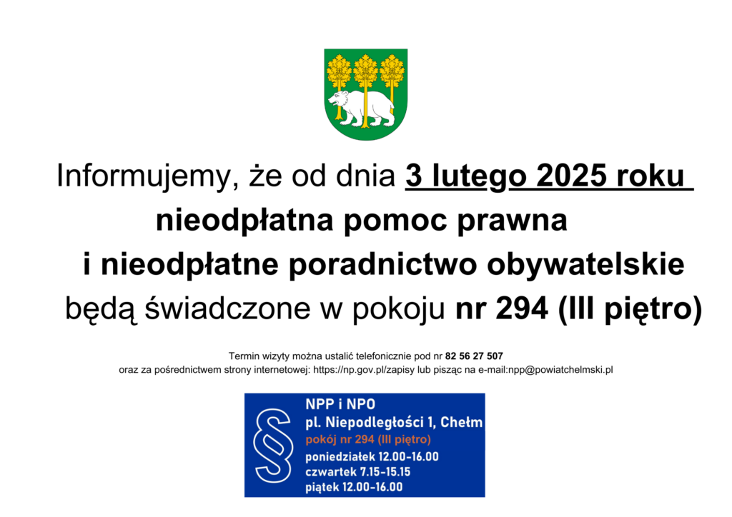 Informacja nieodpłatna pomoc prawna